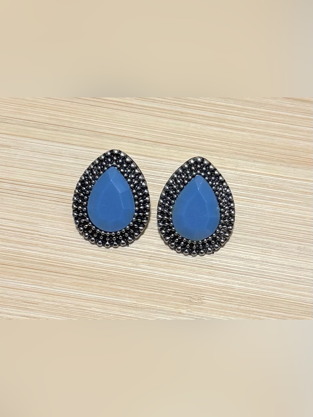Blue Teardrop Stud Earrings